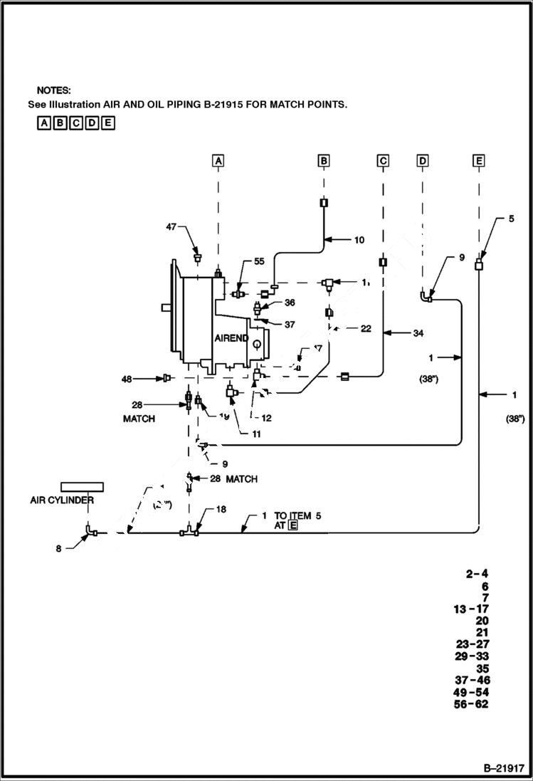 Схема запчастей Bobcat BAP185 - AIR AND OIL PIPING MAIN FRAME