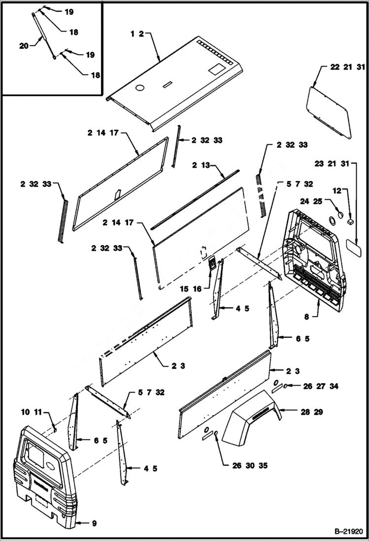 Схема запчастей Bobcat BAP185 - ENCLOSURE COMPLETE MAIN FRAME