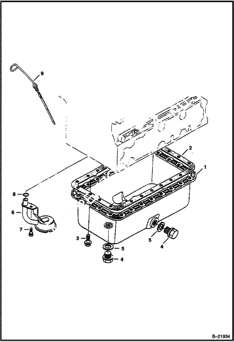 Схема запчастей Bobcat B300 - OIL PAN Tier I 5723 11001 & Above POWER UNIT