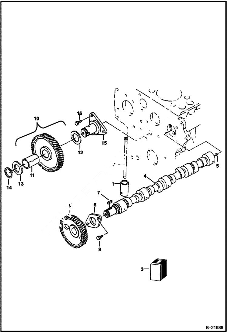 Схема запчастей Bobcat B300 - CAMSHAFT Tier I 5723 11001 & Above POWER UNIT