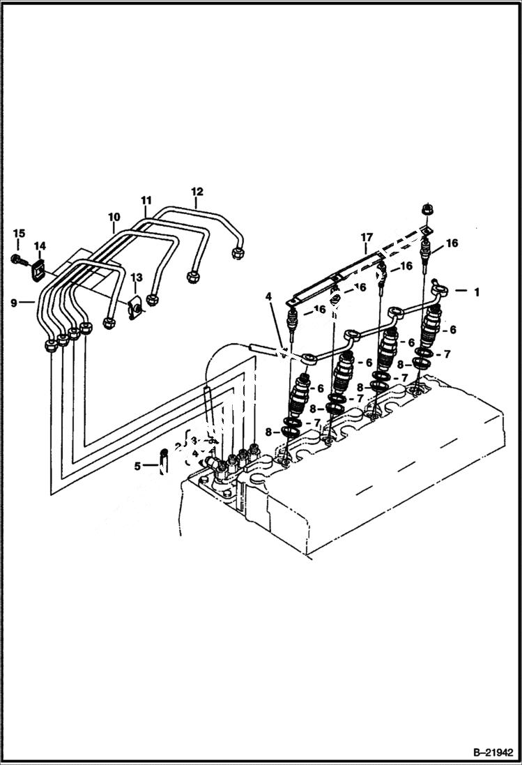 Схема запчастей Bobcat BL370 - INJECTOR NOZZLES (Tier I) (S/N 5727 11001 & Above) POWER UNIT