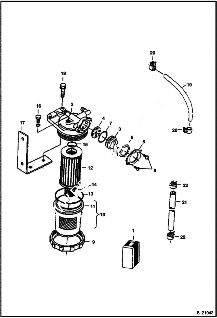 Схема запчастей Bobcat B300 - FUEL FILTER Tier I 5723 11001 & Above POWER UNIT