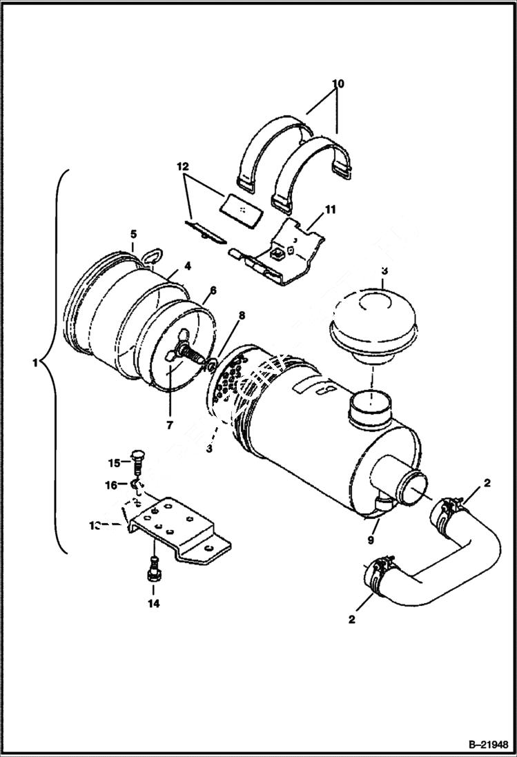 Схема запчастей Bobcat BL370 - AIR CLEANER (Tier I) (S/N 5727 11001 & Above) POWER UNIT