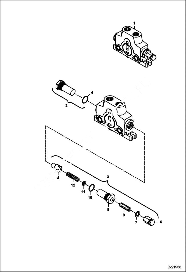 Схема запчастей Bobcat B250 - VALVE SECTION (Inlet Section) HYDRAULIC SYSTEM