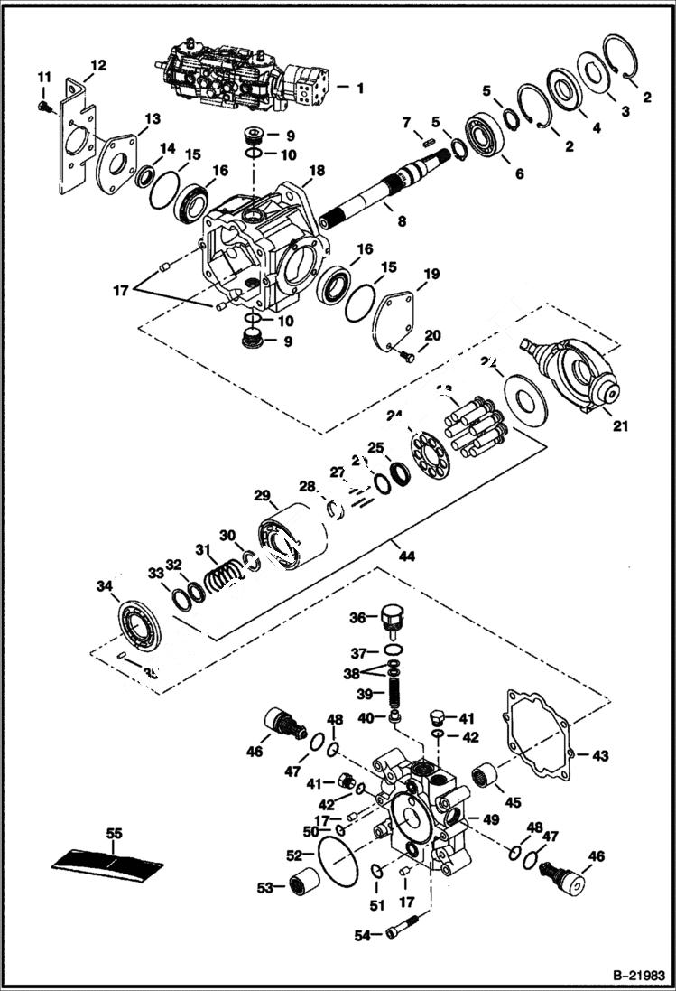 Схема запчастей Bobcat T-Series - HYDROSTATIC PUMP (Left Half) HYDROSTATIC SYSTEM