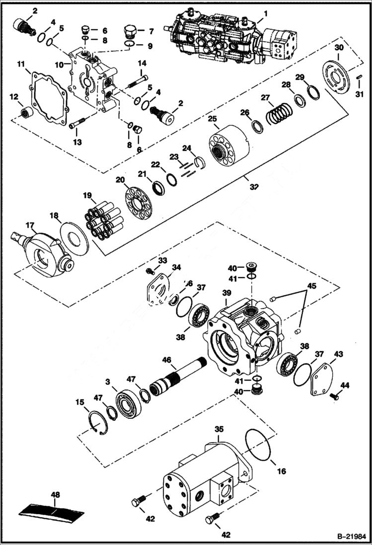 Схема запчастей Bobcat T-Series - HYDROSTATIC PUMP (Right Half) HYDROSTATIC SYSTEM