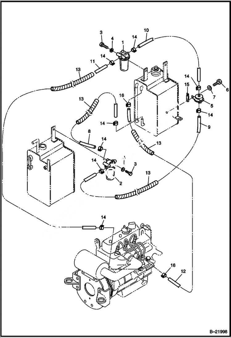 Схема запчастей Bobcat 316 - ENGINE & ATTACHING PARTS Fuel System ESA 522911 - NA 522811 POWER UNIT