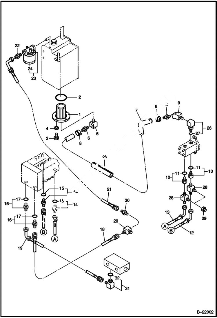 Схема запчастей Bobcat 316 - HYDROSTATIC CIRCUITRY Upper Frame HYDROSTATIC/HYDRAULIC