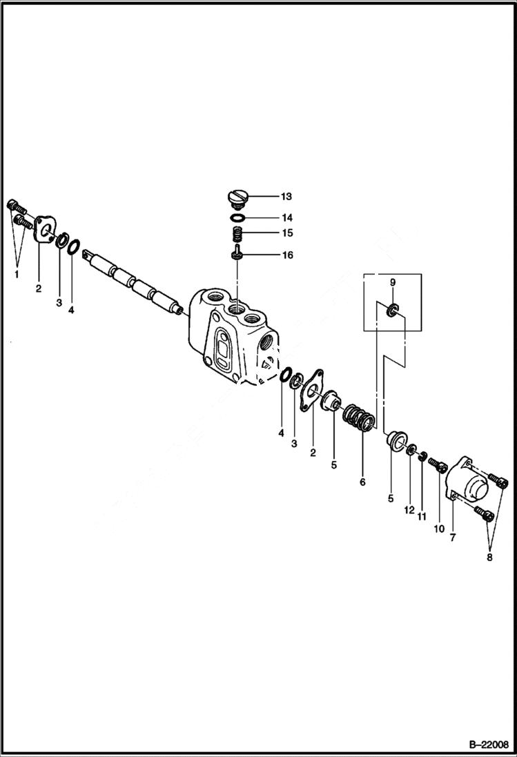 Схема запчастей Bobcat 316 - CONTROL VALVE HYDROSTATIC/HYDRAULIC