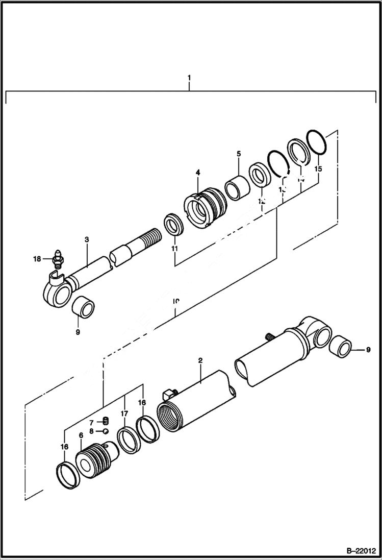 Схема запчастей Bobcat 316 - SWING CYLINDER HYDROSTATIC/HYDRAULIC