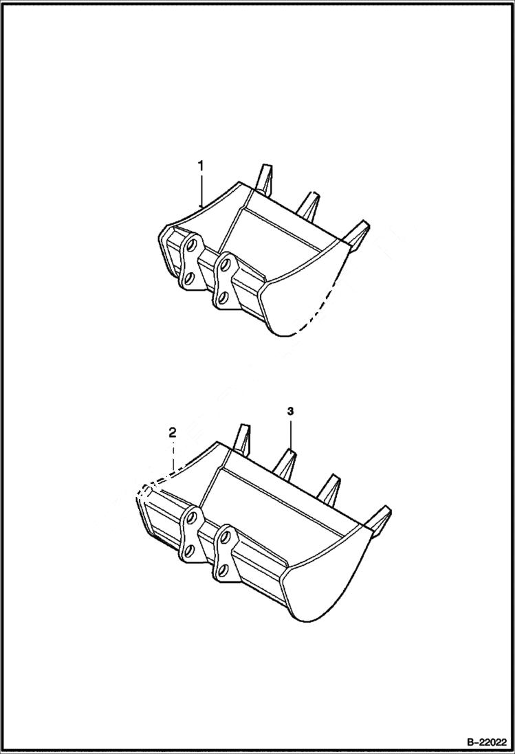 Схема запчастей Bobcat BUCKETS - BUCKET (200 mm, 300 mm, 400 mm)(316) Экскаваторы