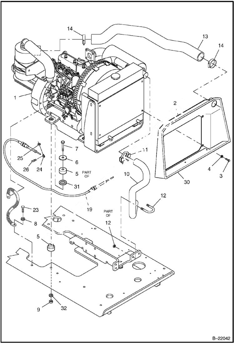 Схема запчастей Bobcat BCT13 - ENGINE POWER UNIT