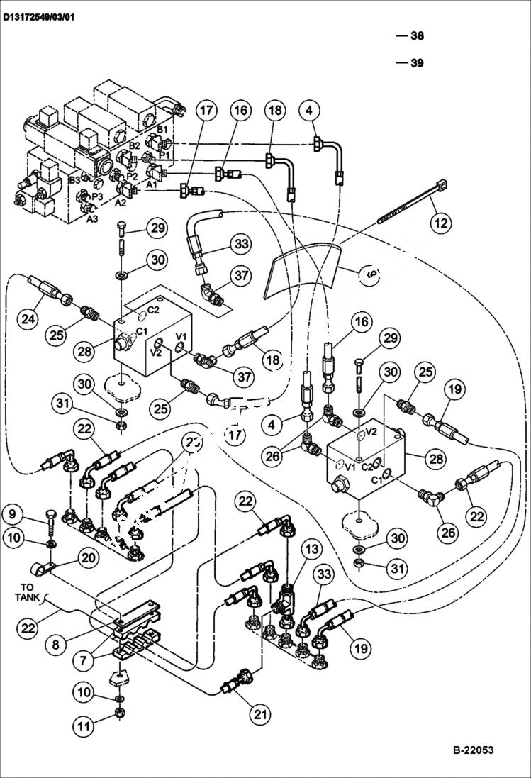Схема запчастей Bobcat BCT13 - HYDRAULICS HYDRAULIC SYSTEM