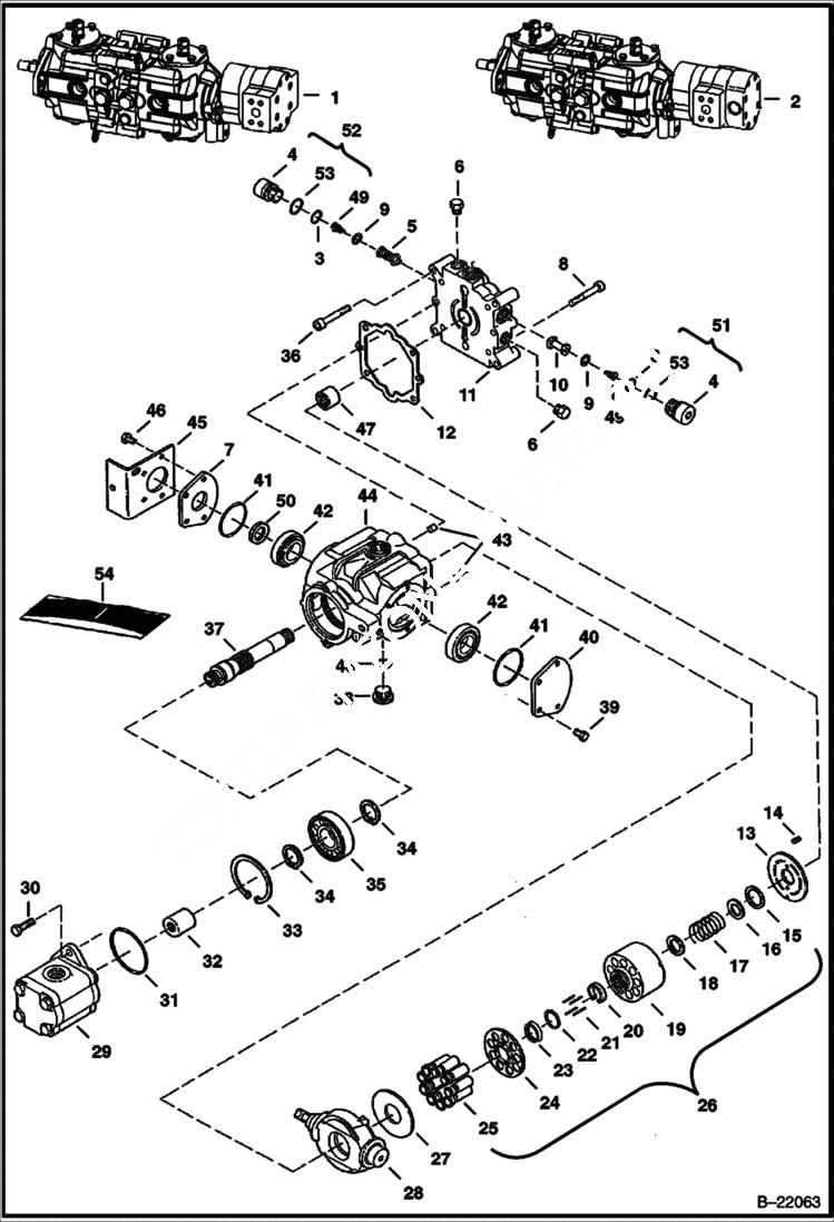 Схема запчастей Bobcat S-Series - HYDROSTATIC PUMP HYDROSTATIC SYSTEM