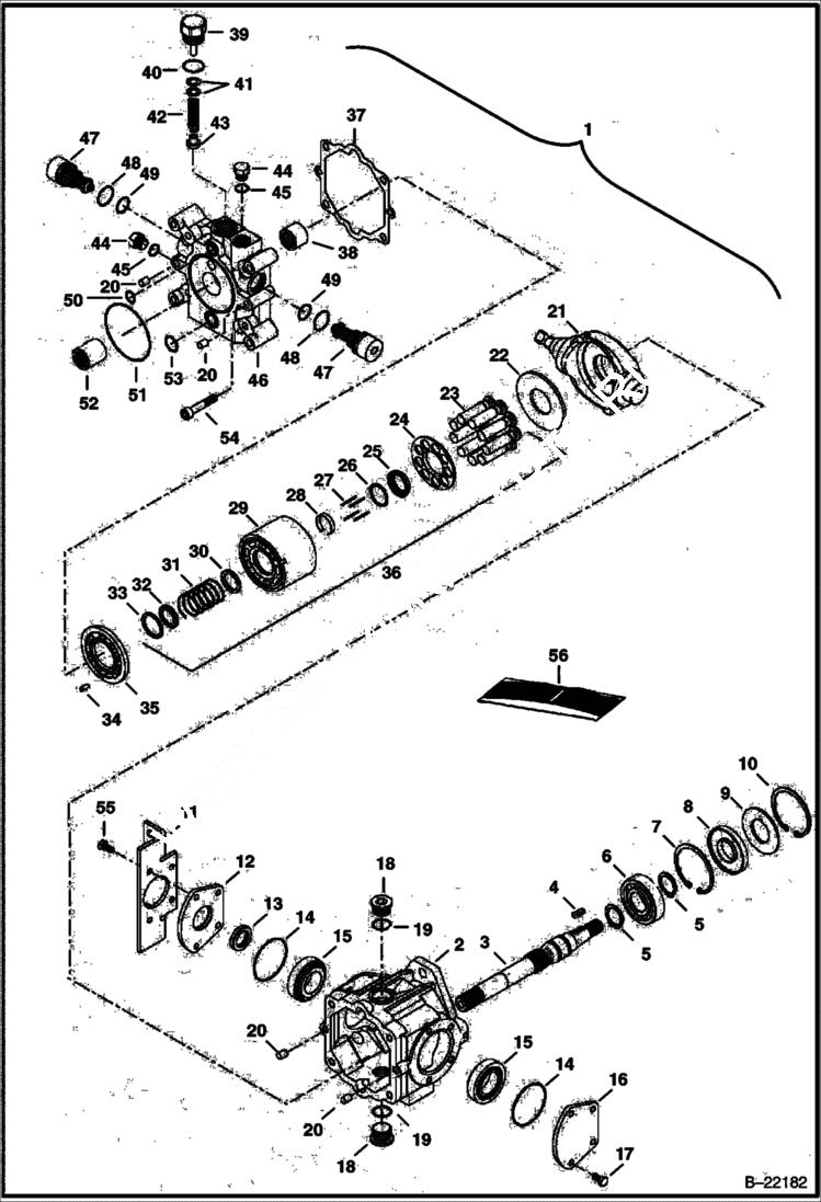 Схема запчастей Bobcat S-Series - HYDROSTATIC PUMP (W/External Charge Pump) (Left Half) HYDROSTATIC SYSTEM