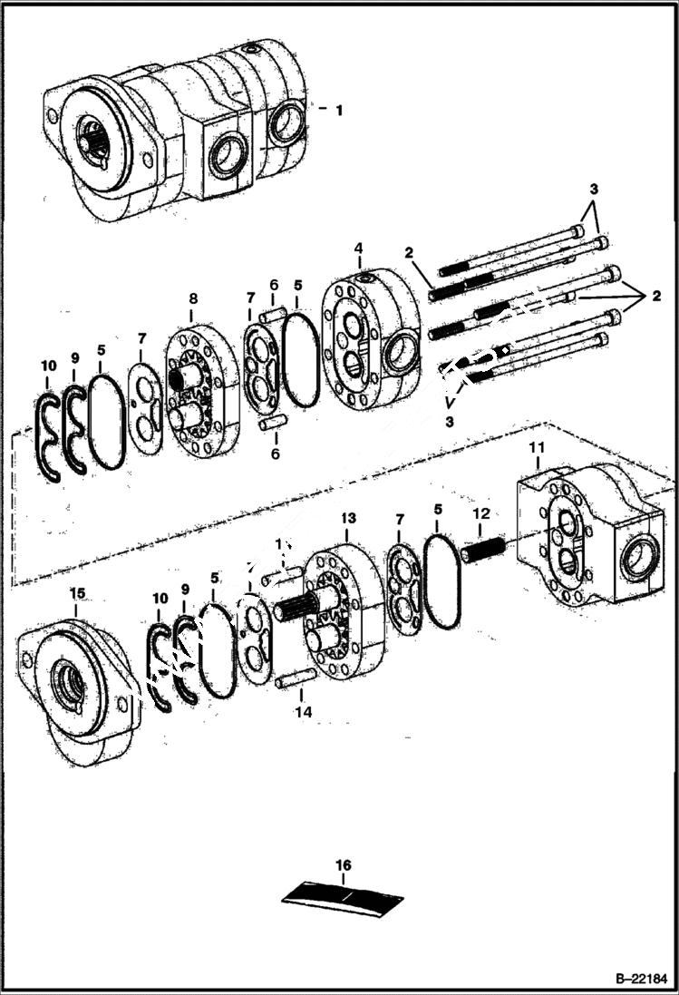 Схема запчастей Bobcat S-Series - GEAR PUMP (W/External Charge Pump) HYDROSTATIC SYSTEM