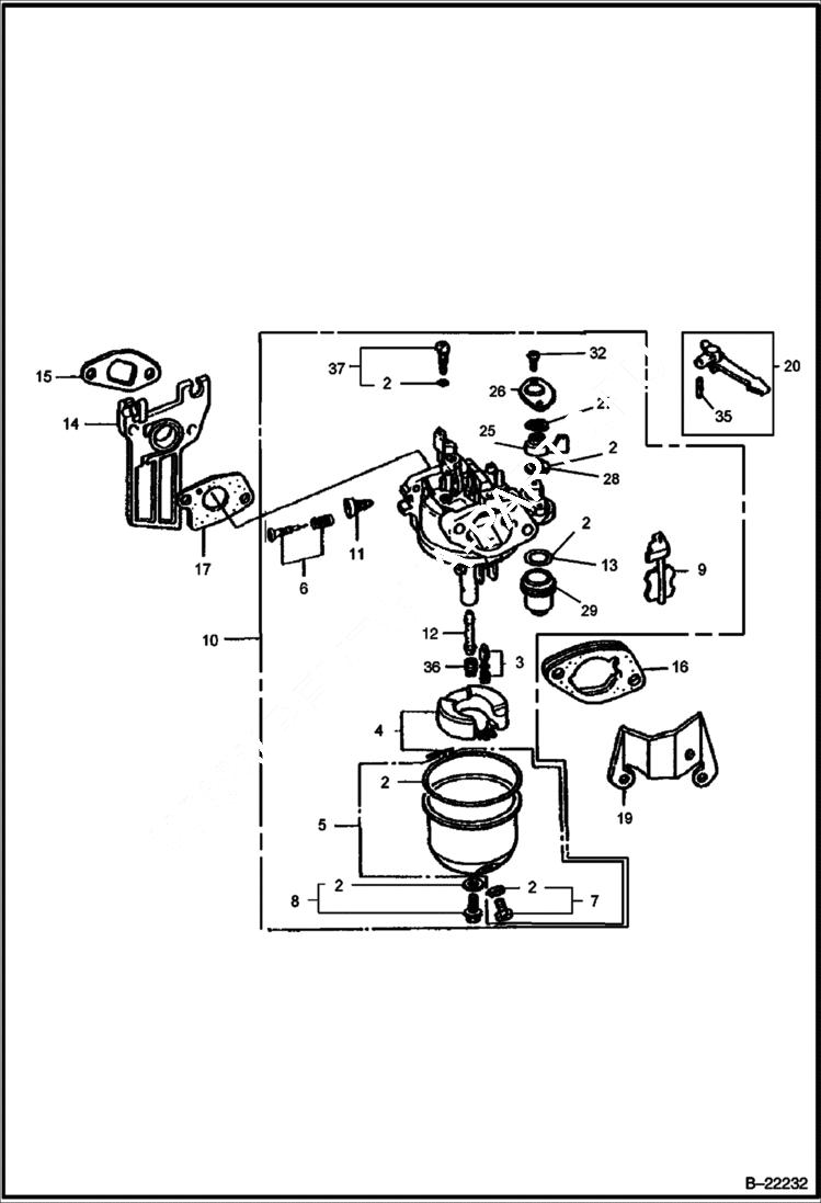 Схема запчастей Bobcat VIBRATORY PLATE COMPACTOR - HONDA ENGINE (Carburetor) POWER UNIT