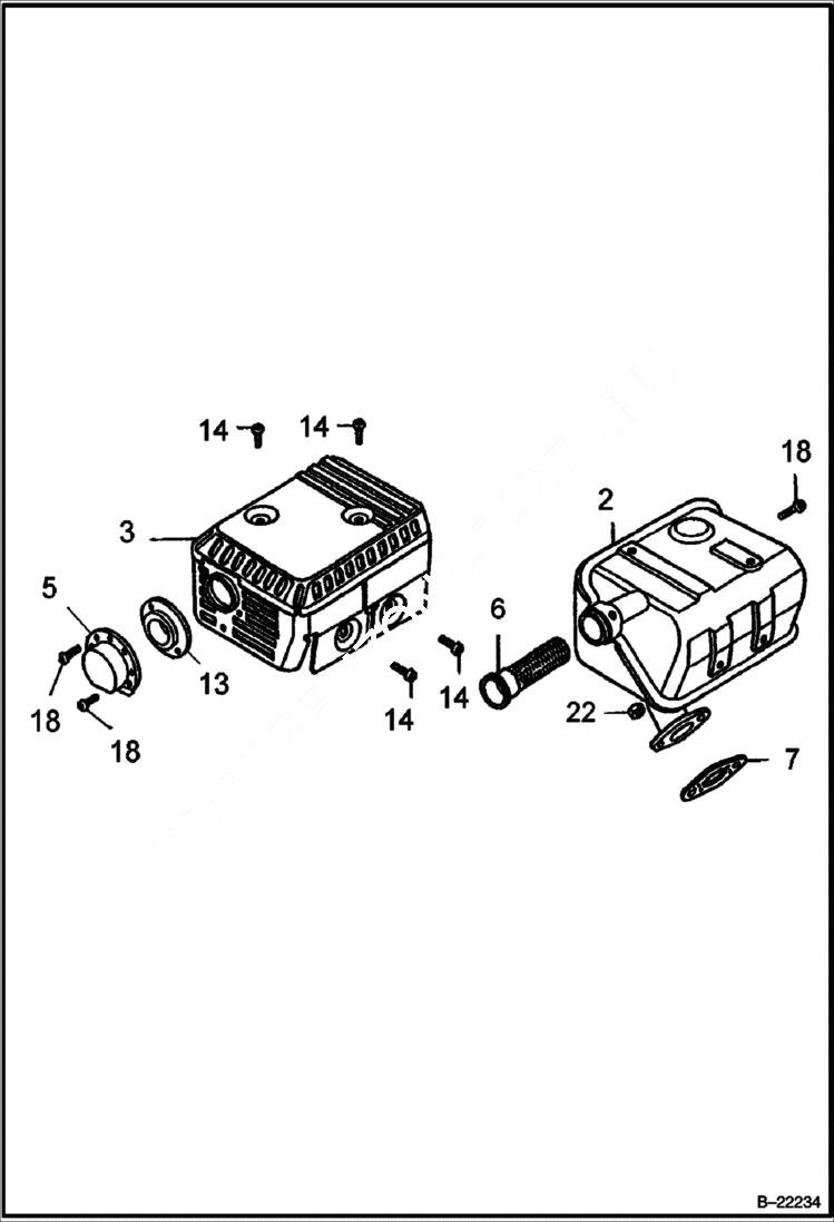 Схема запчастей Bobcat VIBRATORY PLATE COMPACTOR - HONDA ENGINE (Muffler) POWER UNIT