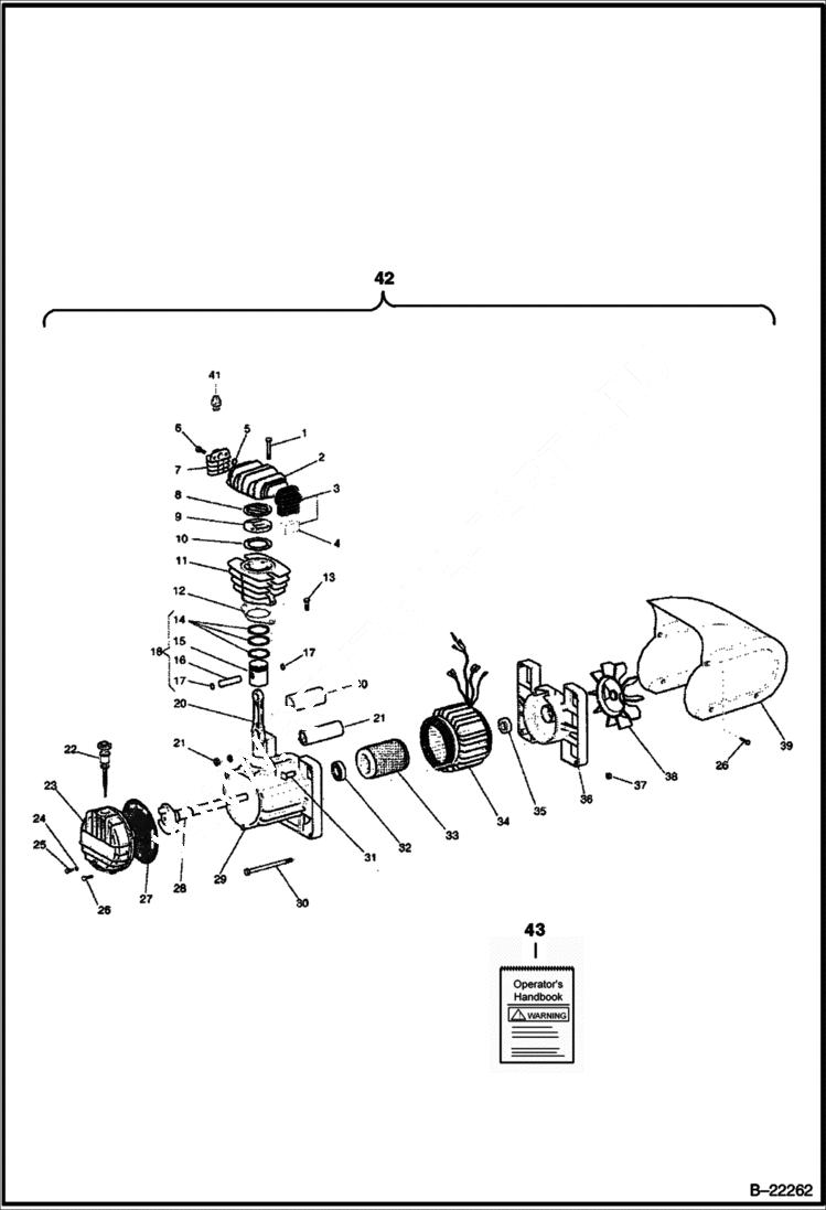 Схема запчастей Bobcat AIR COMPRESSOR - MAIN FRAME (Compressor Pump) MAIN FRAME