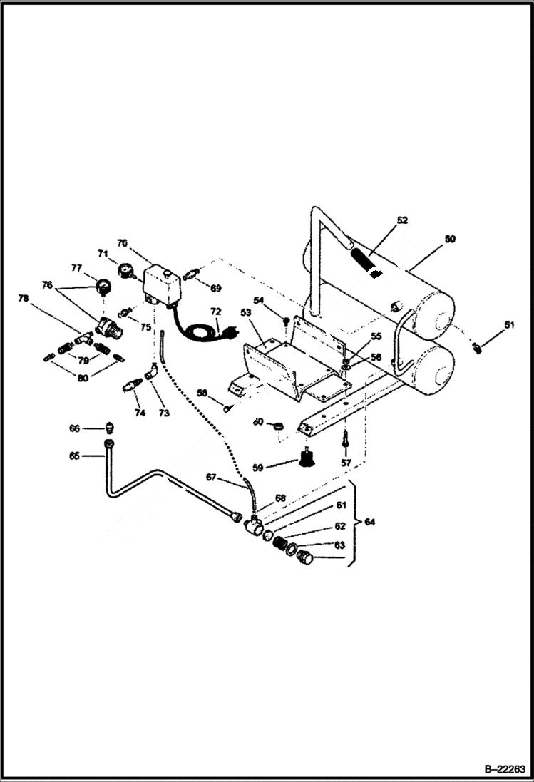 Схема запчастей Bobcat AIR COMPRESSOR - MAIN FRAME (Compressor Tanks) MAIN FRAME