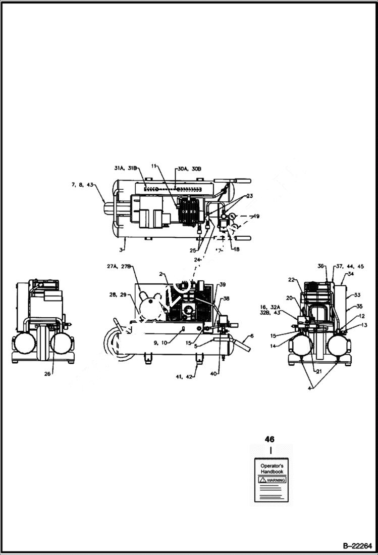 Схема запчастей Bobcat AIR COMPRESSOR - MAIN FRAME MAIN FRAME