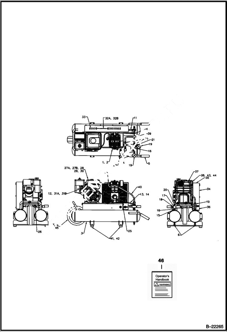 Схема запчастей Bobcat AIR COMPRESSOR - MAIN FRAME MAIN FRAME