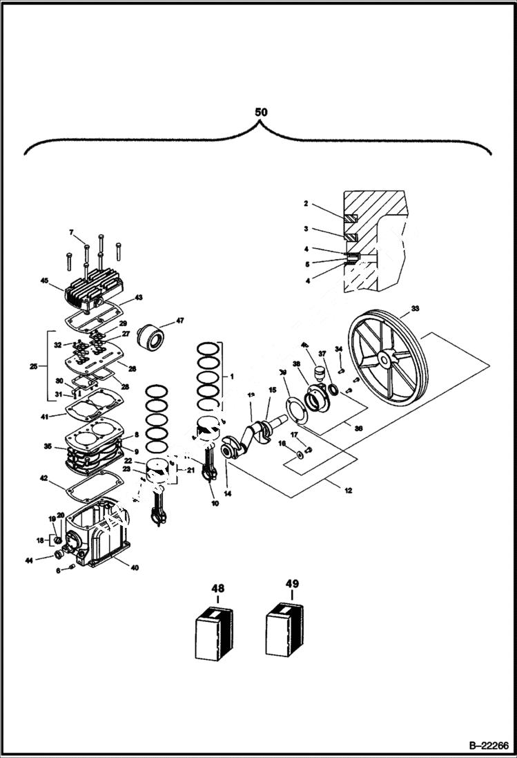 Схема запчастей Bobcat AIR COMPRESSOR - COMPRESSOR PUMP MAIN FRAME