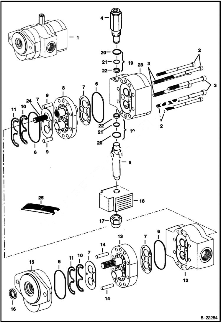 Схема запчастей Bobcat S-Series - HIGH FLOW HYDRAULICS (Double Gear Pump) (SJC) HIGH FLOW HYDRAULICS