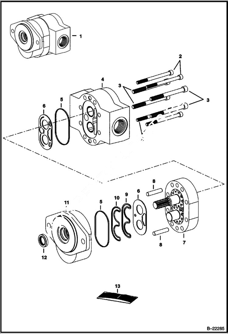 Схема запчастей Bobcat T-Series - GEAR PUMP (Selectable Joystick Controls) HYDROSTATIC SYSTEM