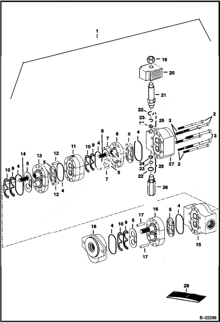 Схема запчастей Bobcat T-Series - HIGH FLOW HYDRAULICS (Triple Gear Pump) HIGH FLOW HYDRAULICS