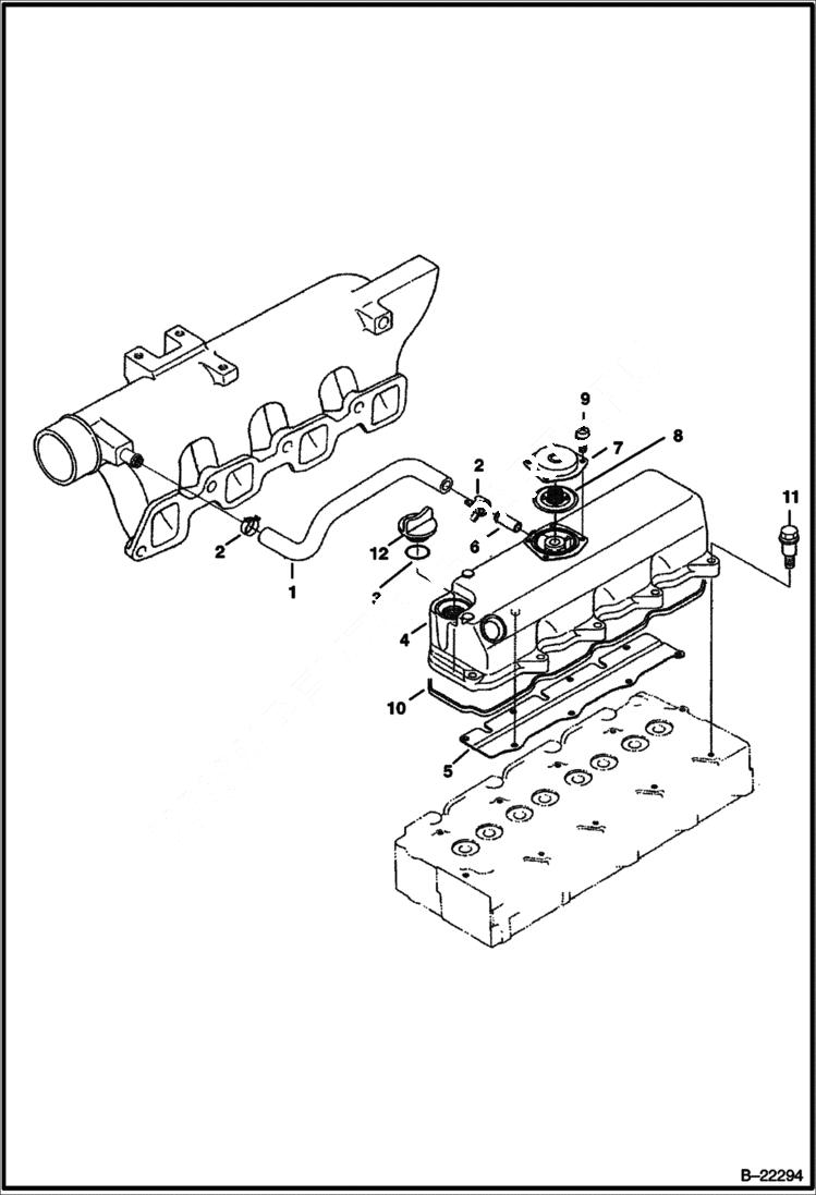 Схема запчастей Bobcat 430 - HEAD COVER (S/N 562511001 & Above) POWER UNIT