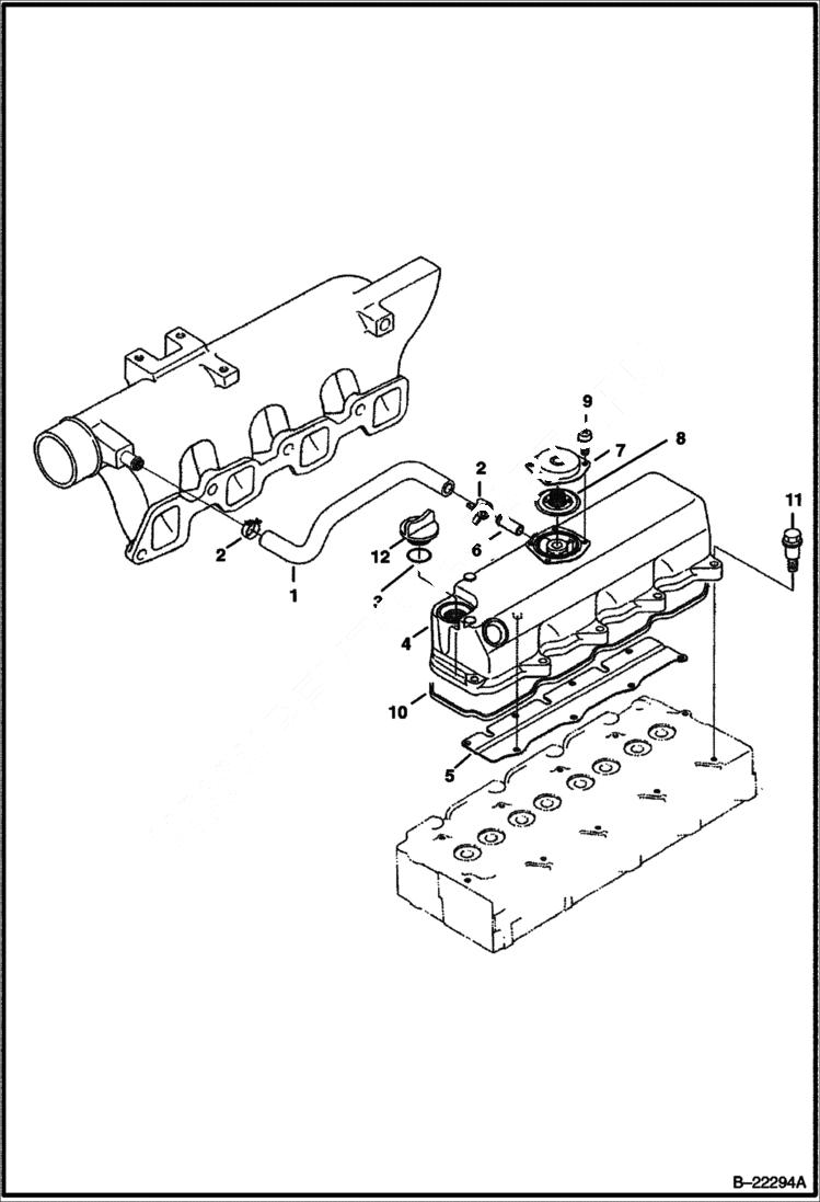 Схема запчастей Bobcat 430 - HEAD COVER (S/N 562711001 & Above) POWER UNIT