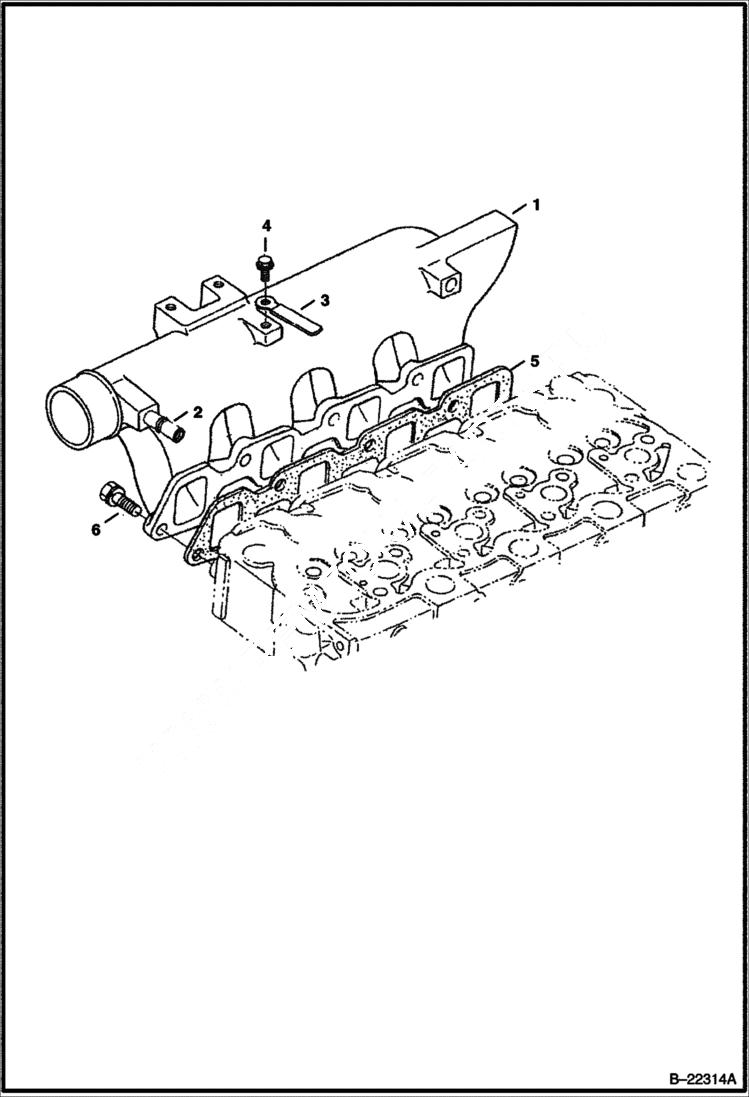 Схема запчастей Bobcat 430 - INLET MANIFOLD (S/N 562711001 & Above) POWER UNIT