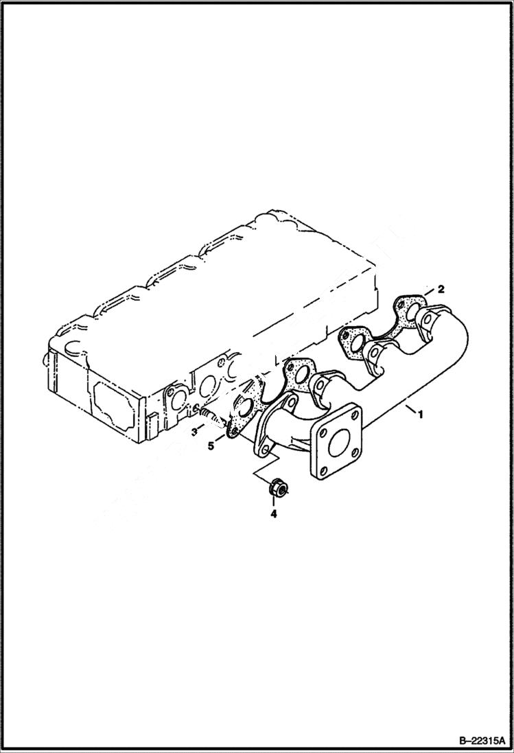 Схема запчастей Bobcat 430 - EXHAUST MANIFOLD (S/N 562711001 & Above) POWER UNIT