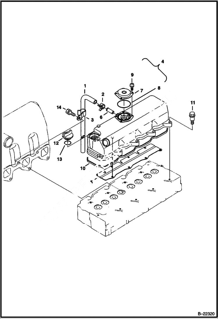 Схема запчастей Bobcat 435 - HEAD COVER (S/N 562611001 & Above) POWER UNIT