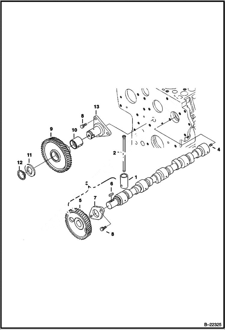 Схема запчастей Bobcat 435 - CAMSHAFT & IDLE GEAR SHAFT (S/N 562611001 & Above) POWER UNIT