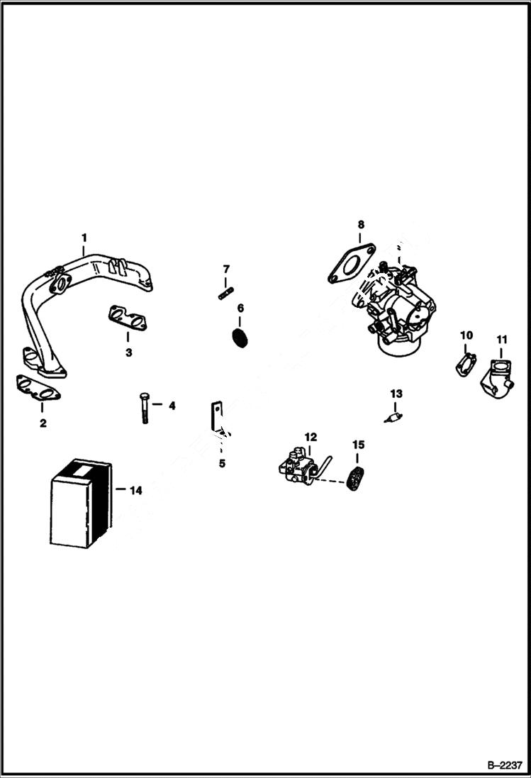 Схема запчастей Bobcat 500s - MANIFOLD & CARBURETOR POWER UNIT