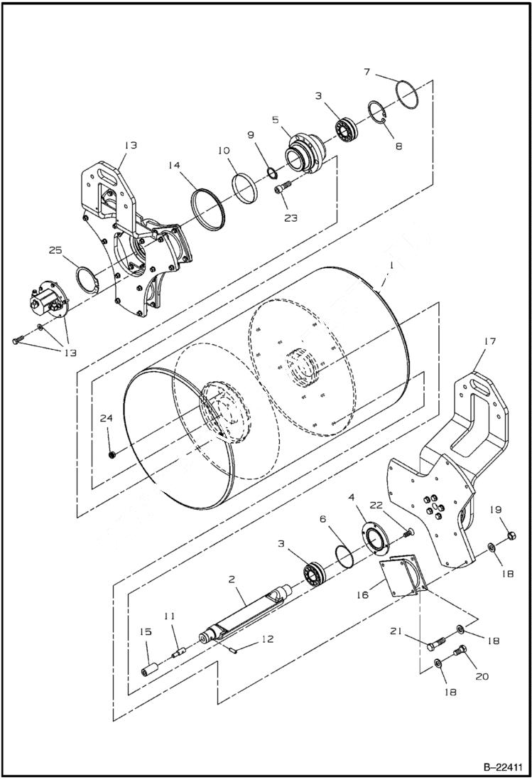 Схема запчастей Bobcat BCA24 - DRUM ASSEMBLY DRUM