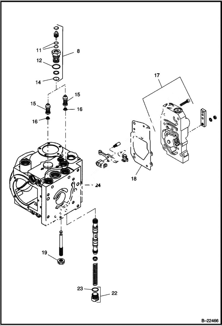 Схема запчастей Bobcat BCA24 - PROPULSION PUMP COMPONENT BREAKDOWNS