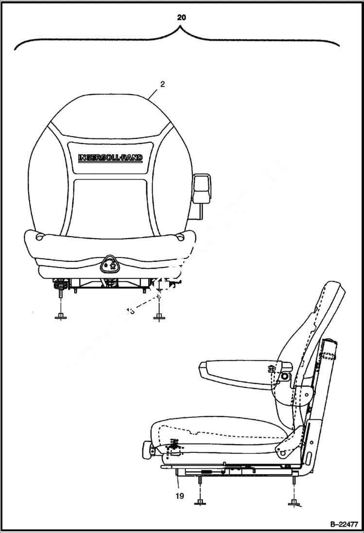 Схема запчастей Bobcat BCA24 - SEAT COMPONENT BREAKDOWNS