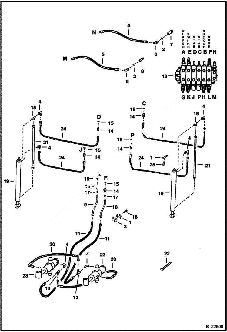 Схема запчастей Bobcat BACKHOE - HYDRAULICS - MAIN FRAME 835SH - S/N 9923 (1st 4 digits) 835SH BACKHOE