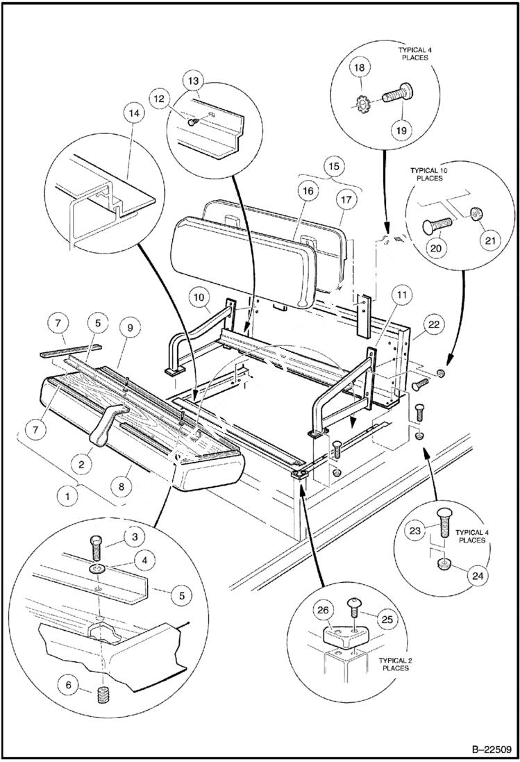 Схема запчастей Bobcat 2100S - REAR SEAT & SUPPORT STRUCTURE (2100S) MAIN FRAME