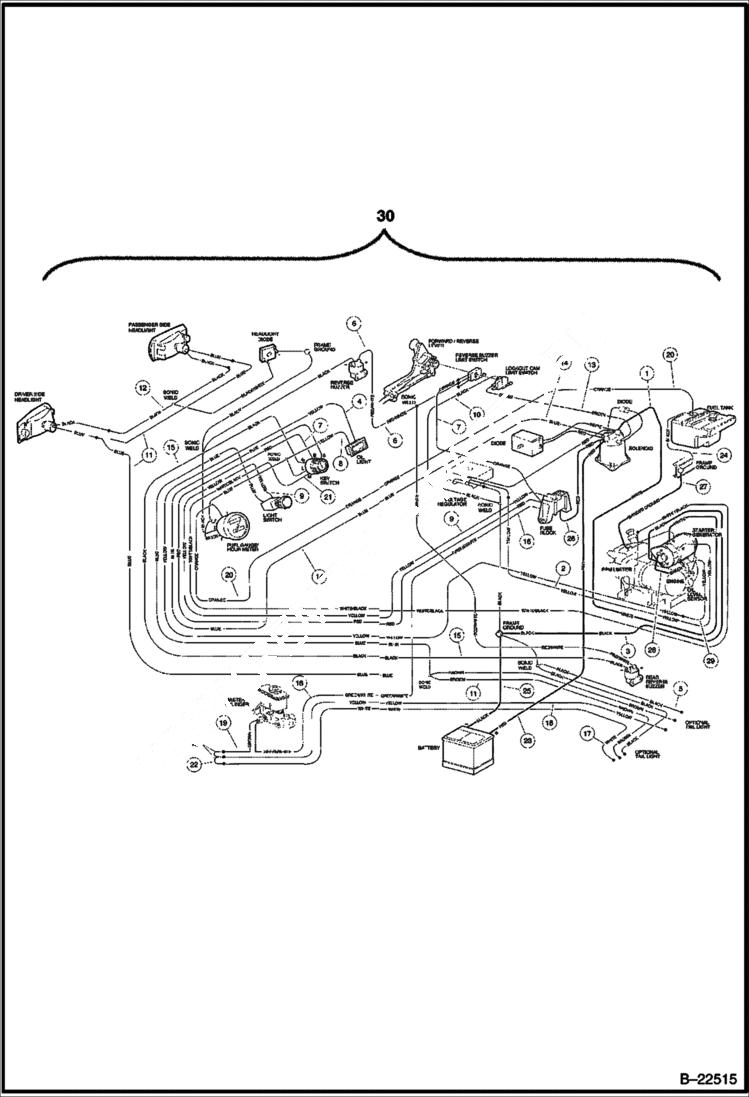 Схема запчастей Bobcat 2100S - WIRING (2100S) ELECTRICAL SYSTEM