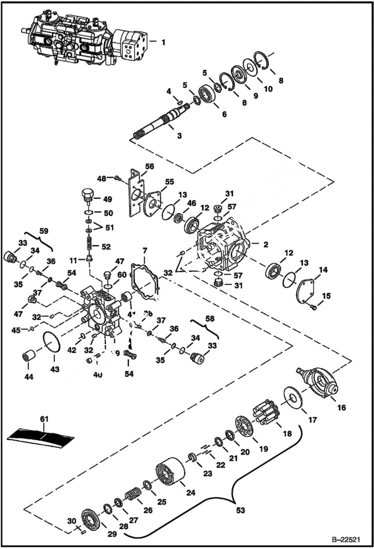 Схема запчастей Bobcat T-Series - HYDROSTATIC PUMP HYDROSTATIC SYSTEM