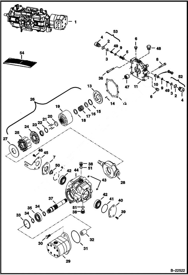 Схема запчастей Bobcat S-Series - HYDROSTATIC PUMP HYDROSTATIC SYSTEM