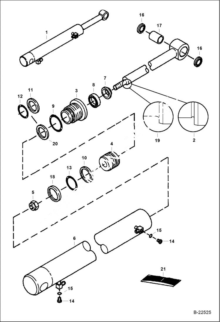 Схема запчастей Bobcat 337 - SWING CYLINDER HYDRAULIC SYSTEM