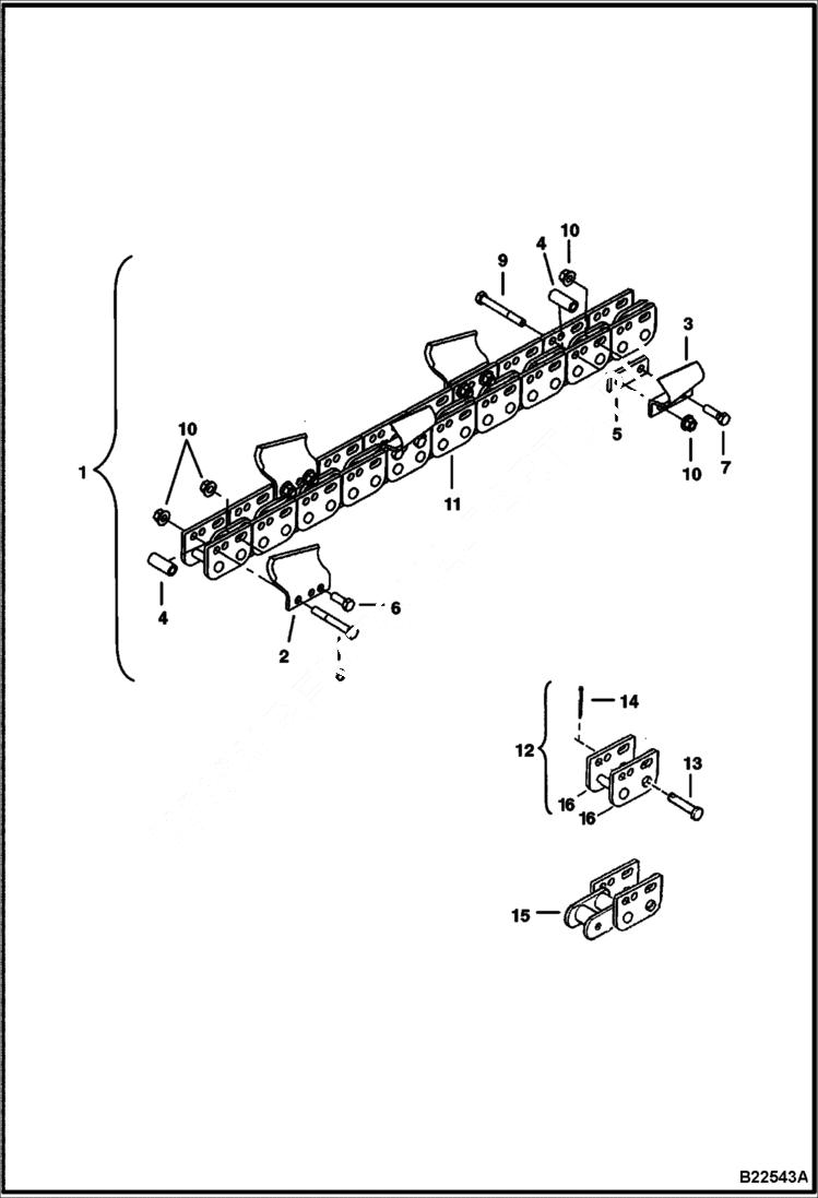 Схема запчастей Bobcat TRENCHERS - TRENCHER (Chain & Tooth Assy) (3 Depth - 6 Wide Cup Teeth in Single Std Pattern) (LT112) (LT113) Loader