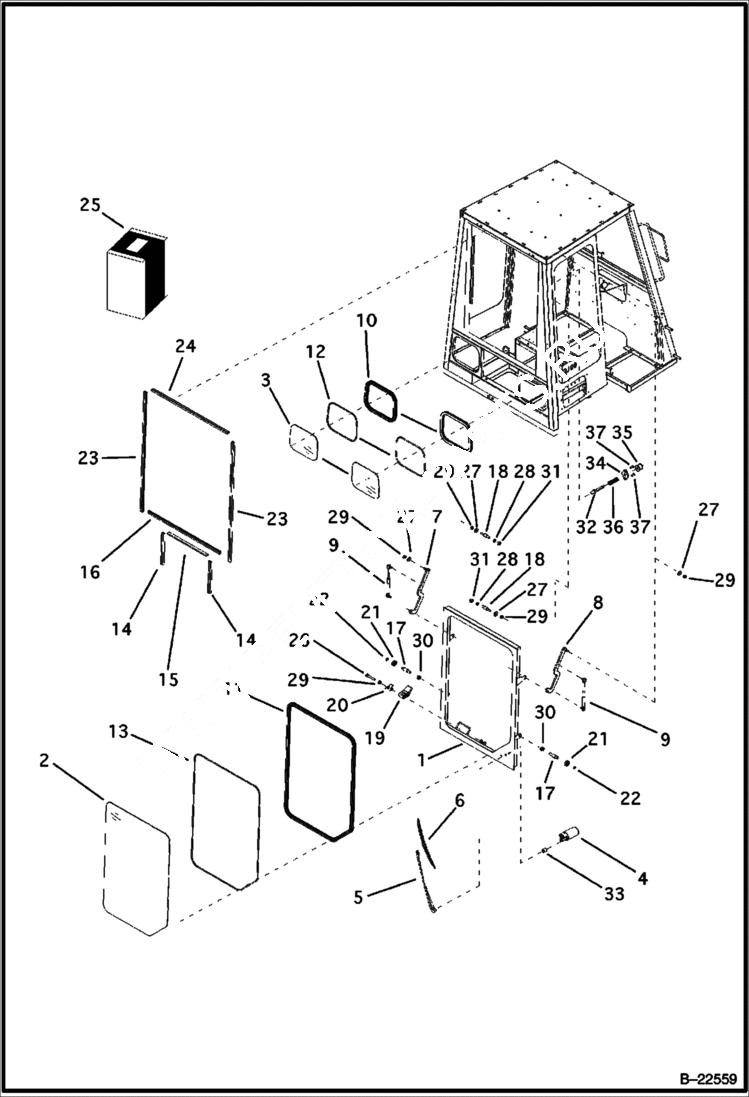 Схема запчастей Bobcat BL275 - CAB Rear Window CAB