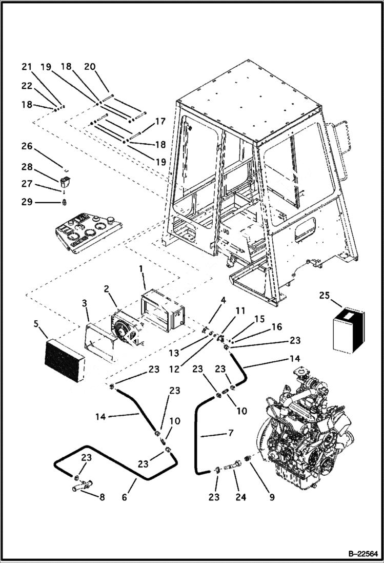 Схема запчастей Bobcat B250 - CAB Heater CAB