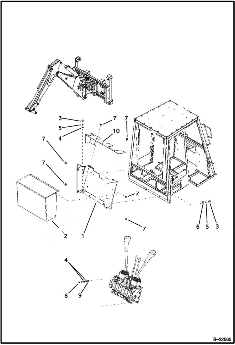 Схема запчастей Bobcat B250 - CAB Cover, Rear Distributor CAB